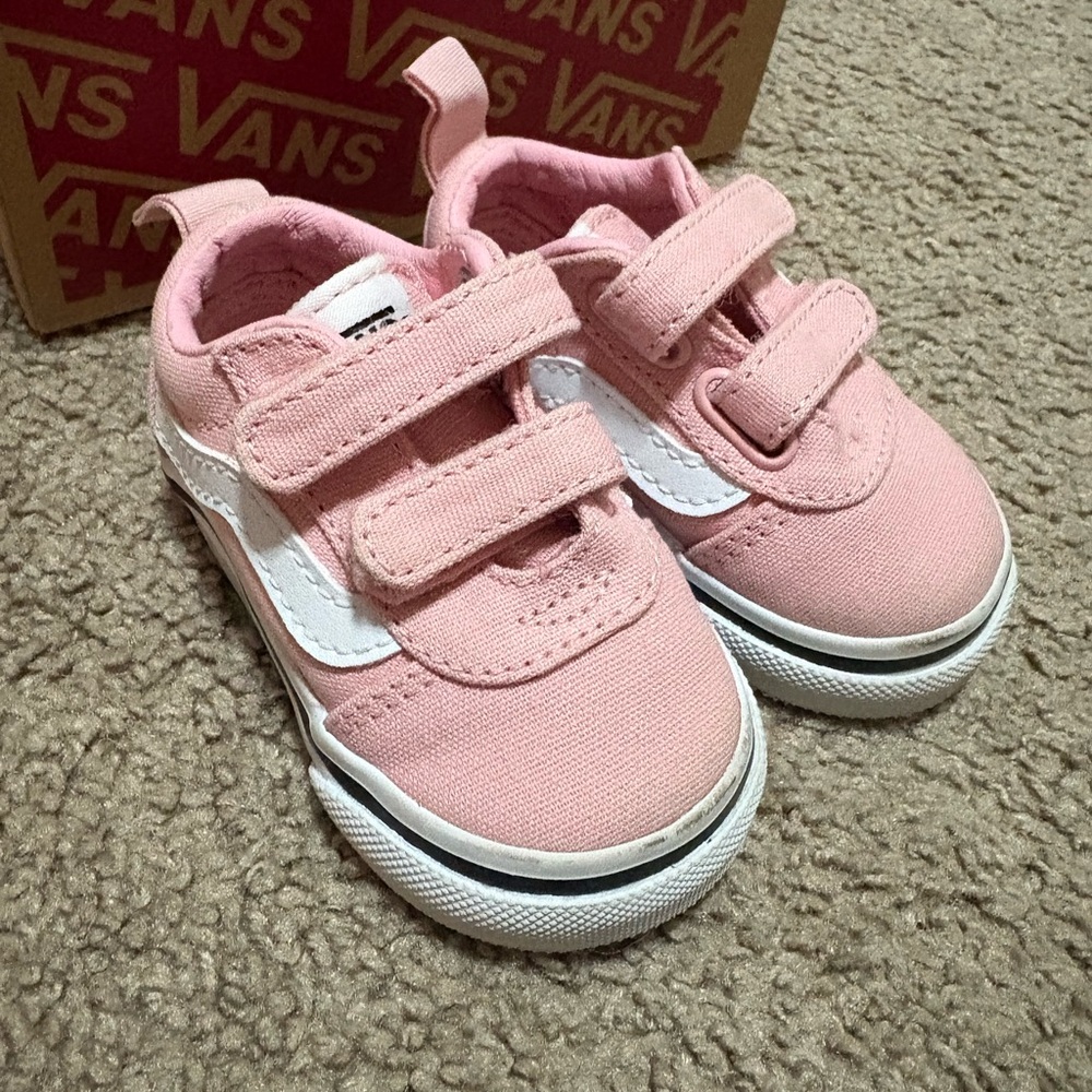 Vans Kids Light Pink and White Sneakers